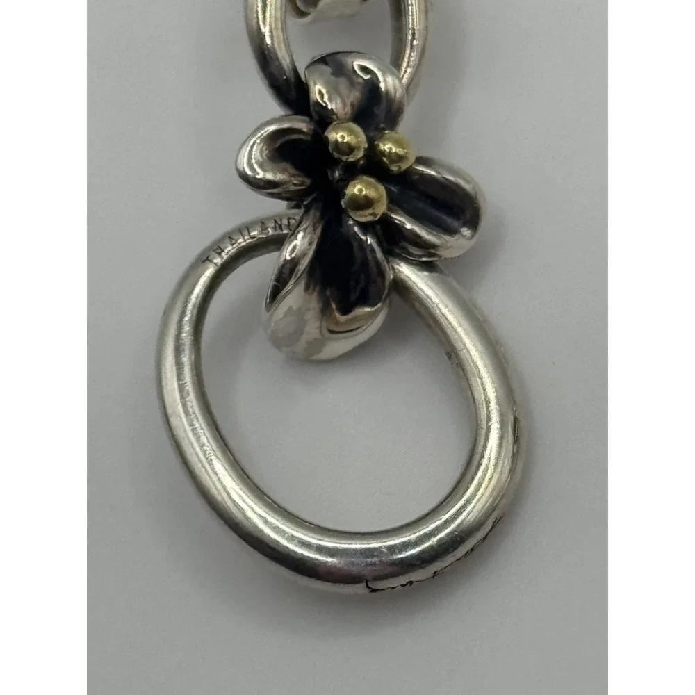 Ann King Sterling Silver 18K Accent Flower Floral Dangle Earrings